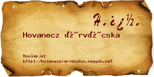 Hovanecz Árvácska névjegykártya